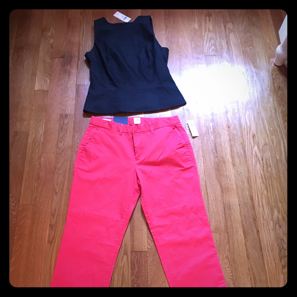 Top and red khakis